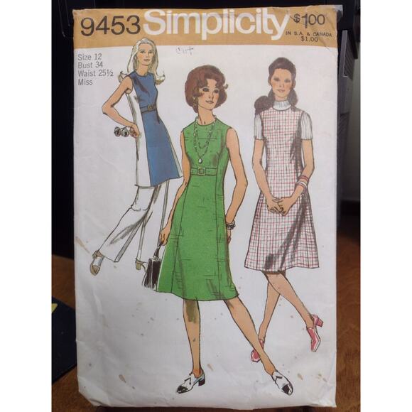 Vintage Simplicity Pattern 9453 Miss Petites' & Misses' Dress, Jumper, etc(1971) - Picture 1 of 2